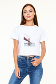Golden Gate Bridge Beyaz  Crop Top Tişört