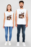 Golden Gate Bridge Beyaz Unisex Kolsuz Tişört