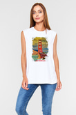 Golden Gate Bridge Beyaz Unisex Kolsuz Tişört