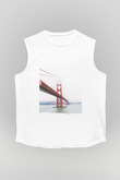 Golden Gate Bridge Beyaz Unisex Kolsuz Tişört