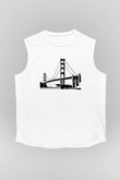 Golden Gate Bridge Beyaz Unisex Kolsuz Tişört
