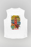 Golden Gate Bridge Beyaz Unisex Kolsuz Tişört