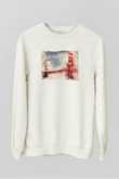Golden Gate Bridge Beyaz Unisex Sweatshirt