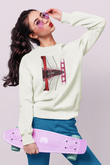Golden Gate Bridge Beyaz Unisex Sweatshirt