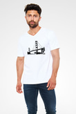 Golden Gate Bridge Beyaz Unisex V Yaka Tişört T-Shirt