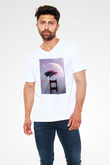 Golden Gate Bridge Beyaz Unisex V Yaka Tişört