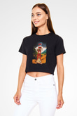 Golden Gate Bridge Siyah  Crop Top Tişört