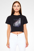 Golden Gate Bridge Siyah  Crop Top Tişört