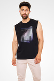Golden Gate Bridge Siyah Unisex Kolsuz Tişört