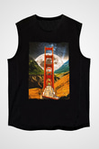 Golden Gate Bridge Siyah Unisex Kolsuz Tişört