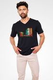 Golden Gate Bridge Siyah Unisex V Yaka Tişört