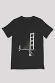 Golden Gate Bridge Siyah Unisex V Yaka Tişört