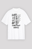 Golf Baskılı Unisex Beyaz Oversize Tişört - Tshirt