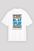 Golf Baskılı Unisex Beyaz Oversize Tişört - Tshirt