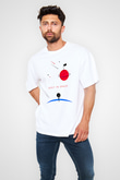 Golf Baskılı Unisex Beyaz Oversize Tişört - Tshirt