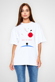 Golf Baskılı Unisex Beyaz Oversize Tişört - Tshirt