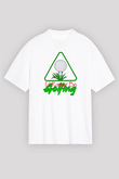 Golf Baskılı Unisex Beyaz Oversize Tişört - Tshirt