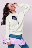 Golf Baskılı Unisex Ekru Sweatshirt
