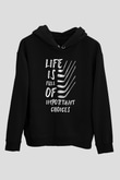 Golf Baskılı Unisex Siyah Hoodie