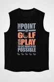 Golf Baskılı Unisex Siyah Kolsuz Tişört