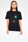 Golf Baskılı Unisex Siyah Tişört - Tshirt