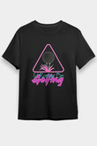 Golf Baskılı Unisex Siyah Tişört - Tshirt