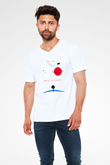 Golf Baskılı Unisex V Yaka Tişört - Tshirt