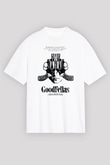 Goodfellas Baskılı Beyaz Unisex Oversize Tişört - Tshirt