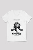 Goodfellas Baskılı Beyaz Unisex V Yaka Tişört - Tshirt