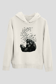 Goril Beyaz Unisex Kapşonlu Sweatshirt