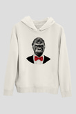 Goril Beyaz Unisex Kapşonlu Sweatshirt