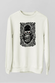 Goril Beyaz Unisex Sweatshirt