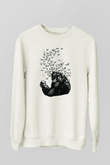 Goril Beyaz Unisex Sweatshirt