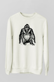 Goril Beyaz Unisex Sweatshirt