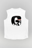 Gorillaz Baskılı Unisex Beyaz Kolsuz Tişört