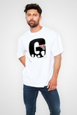 Gorillaz Baskılı Unisex Beyaz Oversize Tişört