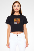 Gorillaz Baskılı Unisex Siyah Crop Top Tişört