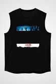 Gorillaz Baskılı Unisex Siyah Kolsuz Tişört