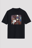 Gorillaz Baskılı Unisex Siyah Oversize Tişört