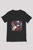 Gorillaz Baskılı Unisex Siyah V Yaka Tişört
