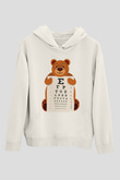Göz doktoru Beyaz Unisex Kapüşonlu Sweatshirt