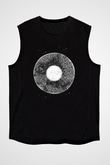 Göz İrisi Baskılı Unisex Kolsuz Siyah Tişört - Tshirt