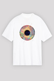 Göz İrisi Baskılı Unisex Oversize Beyaz Tişört - Tshirt