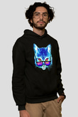 Gözlüklü KediSiyah  Unisex Hoodie
