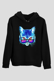 Gözlüklü KediSiyah  Unisex Hoodie