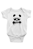 Gözlüklü Panda BaskılıBeyaz  Bebek Body - Zıbın