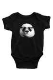 Gözlüklü Panda BaskılıSiyah  Bebek Body - Zıbın