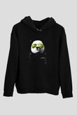 Gözlüklü PandaSiyah  Unisex Hoodie