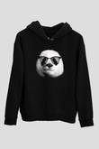 Gözlüklü PandaSiyah  Unisex Hoodie
