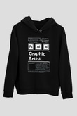Grafiker Siyah Unisex Kapüşonlu Sweatshirt
